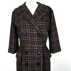 1950s Wool Plaid Dress - Fashionconservatory.com
