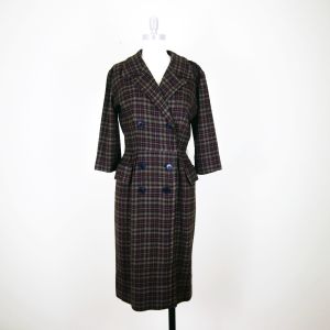 1950s Wool Plaid Dress