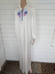 70s Long Sleeve Nightgown L Nylon Gown Lingerie New Old Stock Lorraine