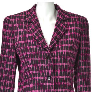 LOUIS FERAUD Black & Magenta Pink 3-Button Wool Blazer SIZE FR40 / US6-8 - Fashionconservatory.com