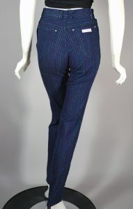 80s Dark Denim Pinstripe Jeans High Waist Skinny By Sergio Valente - Fashionconservatory.com