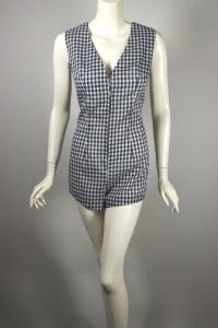 Fredericks of Hollywood 1960s gingham check playsuit romper 