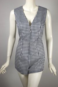 Fredericks of Hollywood 1960s gingham check playsuit romper  - Fashionconservatory.com