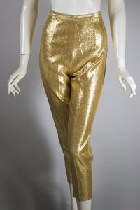 Metallic gold 1950s-60s bad girl cigarette pant cropped deadstock