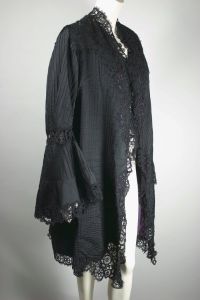 1900s Edwardian jacket ladies black silk lace trim goth fantasy - Fashionconservatory.com