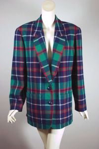 Winter plaid wool Pendleton blazer 80s 90s long jacket oversize fit