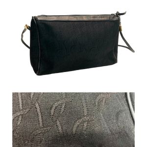 Black Signature Fabric Shoulder Bag Leather Trim - Fashionconservatory.com