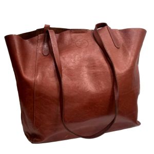Large Mahogany Leather Tote Bag Market Bag | 19 x 13.5 x 3 7/8''