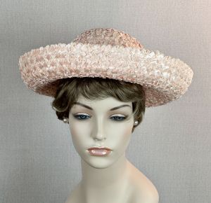 Vintage 60s Peach Straw Breton Hat by Lucila Mendez - Fashionconservatory.com