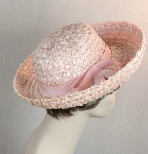 Vintage 60s Peach Straw Breton Hat by Lucila Mendez
