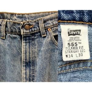 90s 555 High Waist Relaxed Fit Straight Leg Blue Jeans  - Fashionconservatory.com