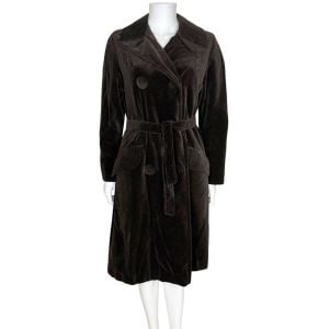 Vintage 1960s Coat Brown Velvet Lydia Montreal Size M