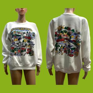 1991 Waterford Michigan Cartoon Town Souvenir Sweatshirt | USA L