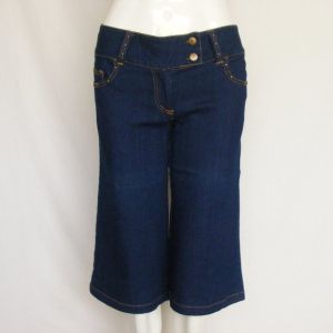 new Hip hugger Capri Jeans/Shorts, Knee length, Studded/Embroidered, dark wash