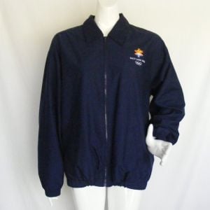 2002 Olympics Windbreaker Jacket, L, Salt Lace City, Zipper, Blue