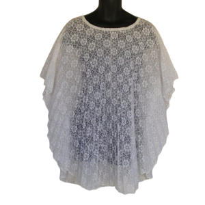 White Floral Lace Swim Cover up, OS, Drawstring neckline - Fashionconservatory.com