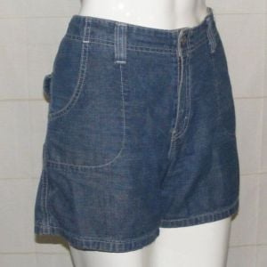 Denim Shorts, 8/30'' waist, Vintage, Zipper fly, Blue, Pockets, Med Wash - Fashionconservatory.com