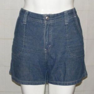 Denim Shorts, 8/30'' waist, Vintage, Zipper fly, Blue, Pockets, Med Wash