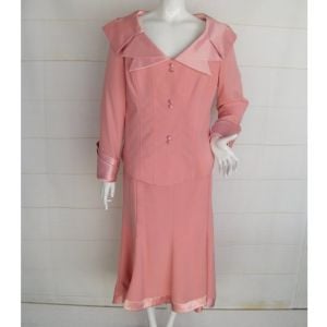 Statement Skirt Suit, 16, Pink, Satin, AVANT GARDE, 2 piece Skirt/Jacket
