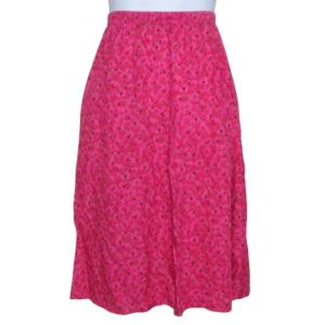 Pink Geometric Print Skirt, S/M, Elastic Waist, Midi/Maxi, Rayon