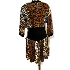 Vintage 1980's Leopard Animal Print Dress 3/4 Sleeve Size M - Fashionconservatory.com
