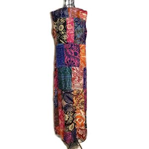 Vintage 1960's Roberta Vercellino Patchwork Caftan Over Dress Sleeveless Size M - Fashionconservatory.com
