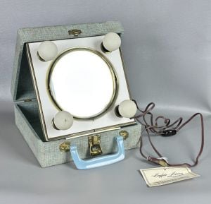 50s - 60s Working Lighted Travel Makeup Mirror in Case by Mayfair Mirrors