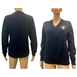 70s 80s Chamonix Mont Blanc V Neck Flocked Ski Sweater France - Fashionconservatory.com