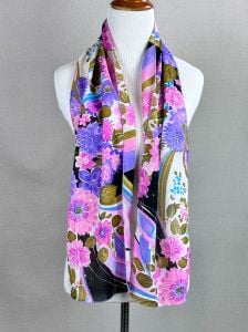 Vintage Pink and Lilac Floral Glitter Neck Scarf from the MET, Deadstock