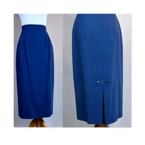 80s Navy Blue Pencil Skirt, Sz 8 by Michele