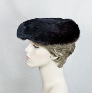 1960s Dark Brown Mink Mushroom Brim Hat by Christine 