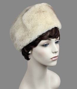 Vintage Deadstock Beige Mink Toque Hat by Monsieur Jacques