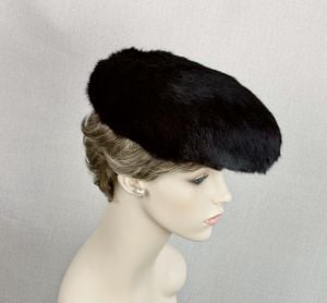 1960s Dark Brown Mink Mushroom Brim Hat by Christine  - Fashionconservatory.com