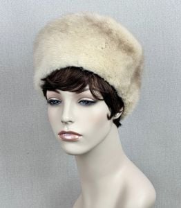 Vintage Deadstock Beige Mink Toque Hat by Monsieur Jacques - Fashionconservatory.com