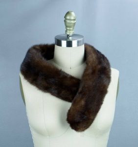 Vtg Dark Brown Mink Collar for Coats or Sweaters