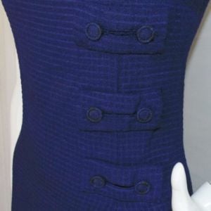 Mod Dress, 2, 60s, Solid Blue check/Texture, Cloth buckles, Mini, Sleeveless - Fashionconservatory.com