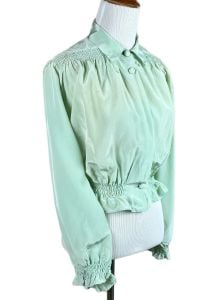 Vintage 30s - 40s Miss Elaine Mint Green Bed Jacket, PJ Top, Coverup - Fashionconservatory.com