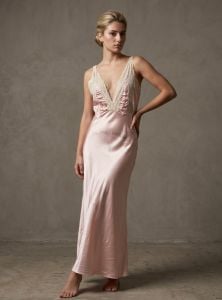 Vintage 40s Pink Rayon and Lace Bias Cut Nightgown by Miss New Yorker, Sz 34