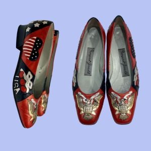 90s USA Theme Shoes Red Eagle Cherries Flag Heart | 7.5 M