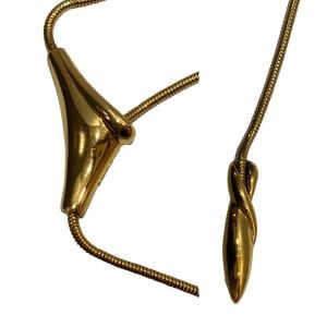 80s Era Gold Lariat Necklace | Mod Avant Gardé Bolero Slide - Fashionconservatory.com