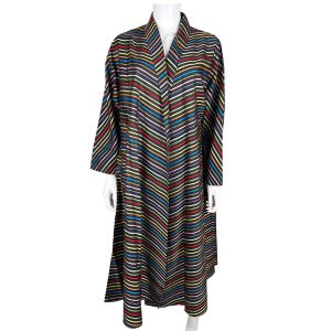 Vintage 1950s Morsam Dressing Gown Multicolour Stripes Ladies Robe Size L