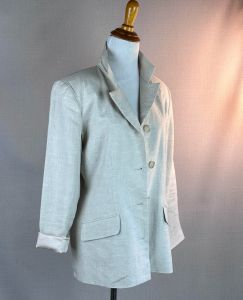 90s Beige Linen Jacket Blazer by B Moss, USA, Sz 10 - Fashionconservatory.com