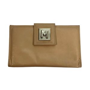 80s Blush Leather Bi-Fold Wallet w Silver ''M'' Initial