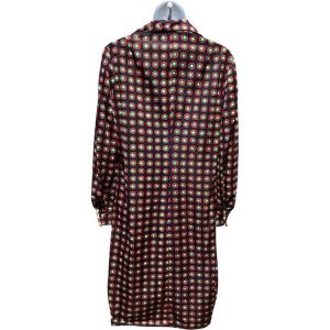 70s Black Red Green Cube Pattern Mod Dress With Large Collar  - Fashionconservatory.com