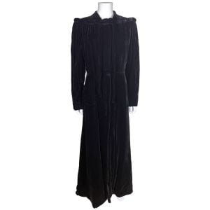 Vintage 1930s Black Velvet Coat Opera Evening Wear M 