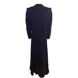 Vintage 1930s Black Velvet Coat Opera Evening Wear M  - Fashionconservatory.com