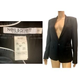 2010s Italian Black Silk & Wool Tailored Boyfriend Blazer XS/S - Fashionconservatory.com