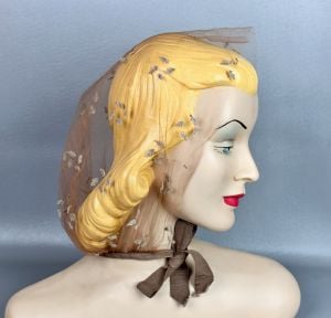 Vintage Brown Flocked Net Head Cover, Scarf