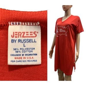 70s Miss National Teen America Red T Shirt Nightgown  - Fashionconservatory.com