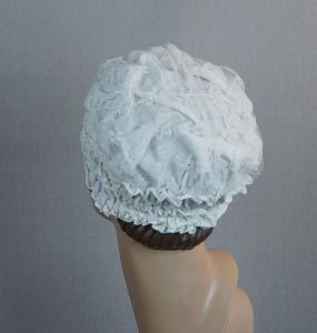 Vintage Nightcap Boudoir White Nylon Sleep Cap - Fashionconservatory.com